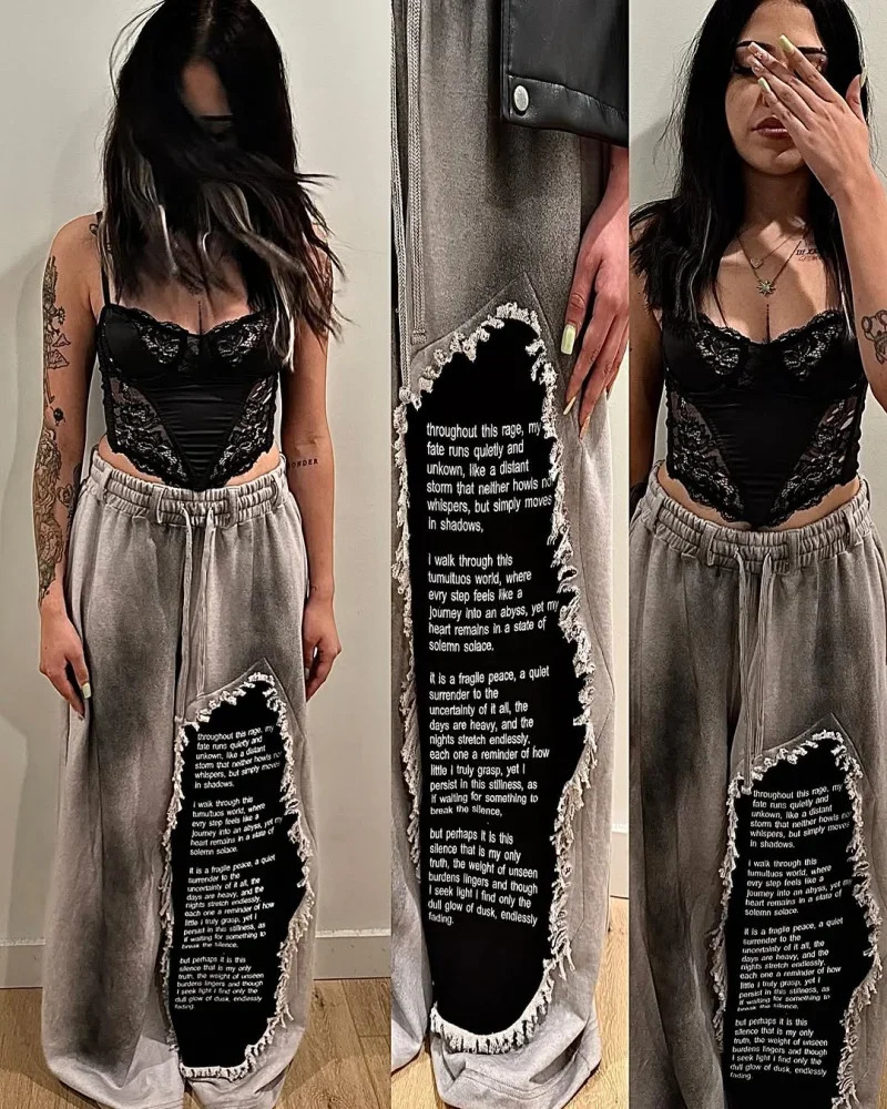 Y2k Retro Pants Dilapidated Trend Hip Hop Mens Fashion Jogger Dragging Sports Pants Oversized Cargo Trouser Street Clothing 250402