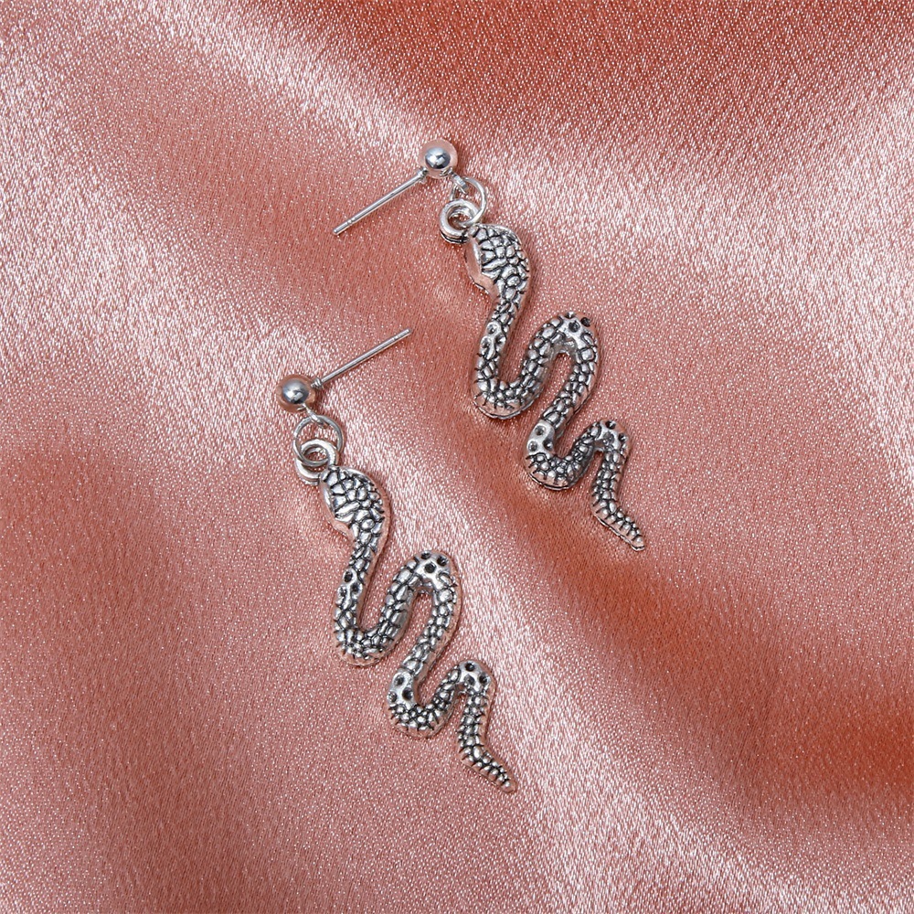 New Trendy Creative Exaggerated Snake-shaped Personality Internet Celebrity Alloy Long Earrings