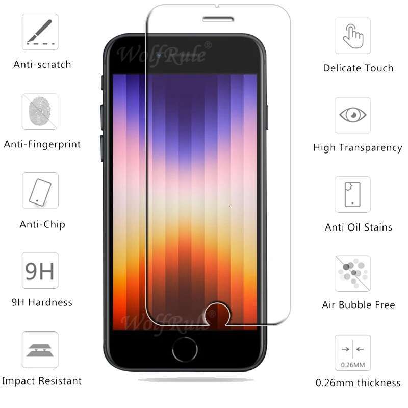 4Pcs For 2020 7 8 Plus Tempered Glass Transparent Clear 9H Screen Protector iPhone SE 2022