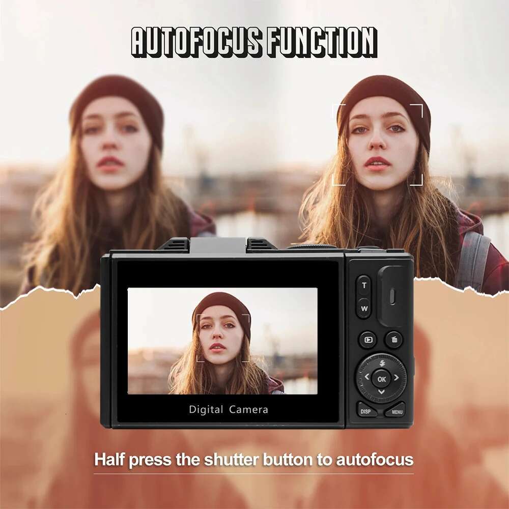 Top New Compact Photography Camera 4K 18X Digital Zoom Vintage Vlog Video Recorder YouTube 180° Flip Screen Selfile