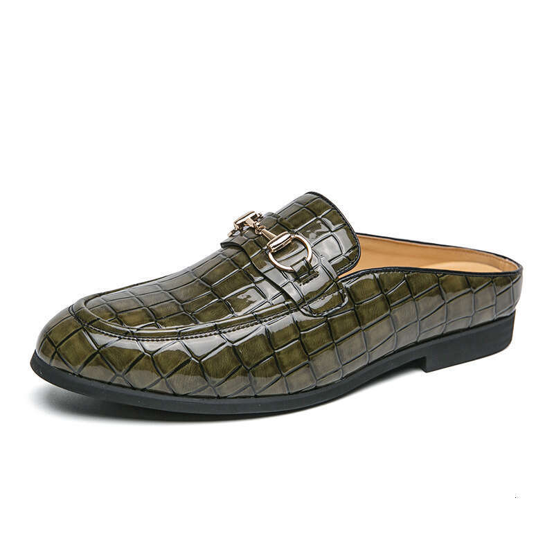 2023 Summer New Baotou Men's 38-47 Large Horsehead Buckle Lazy Half Slippers