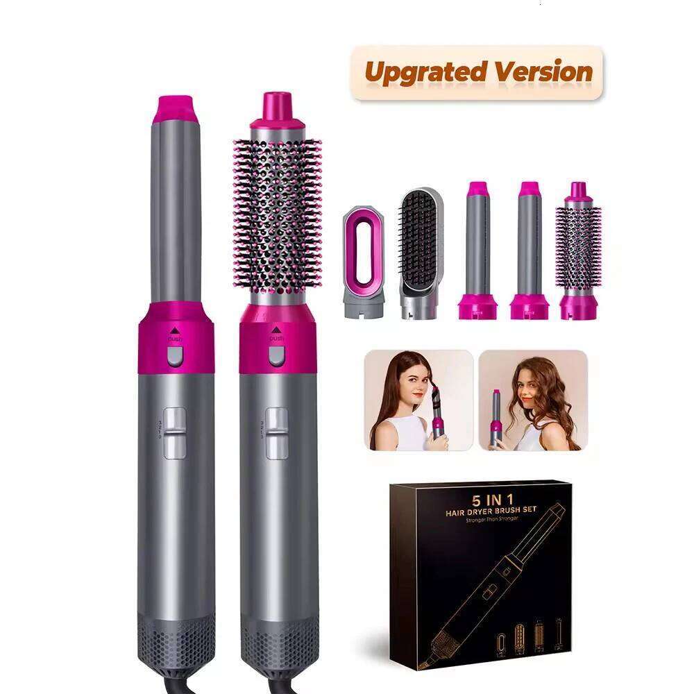 5-In-1 Electric Hair Negative Ion Straight Curler Blow Dryer Air Comb Removable Brush Kit Tool