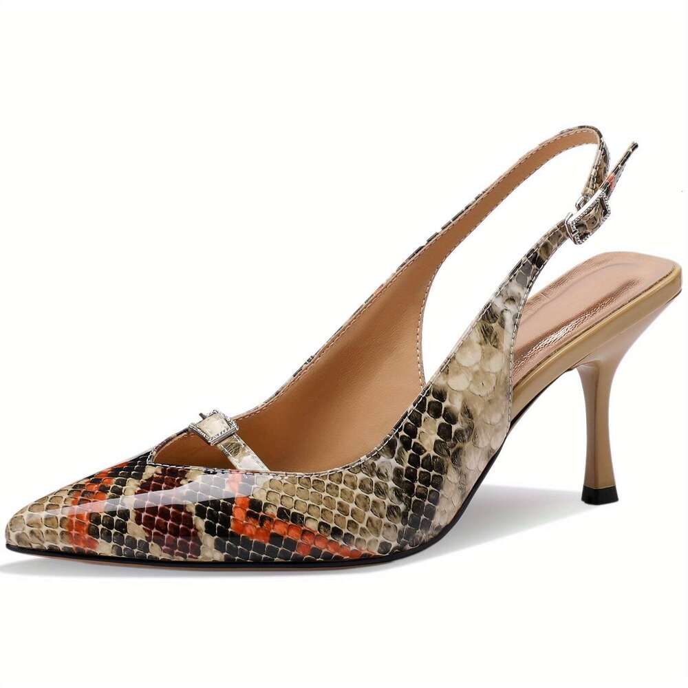 TDD Snake Print Womens Sandals Dressy Strappy Wide Sandalias Comfortable Summer Dress Pointed Toe High Heels Ladies Fashion Elegantes 3 Inch Stiletto 