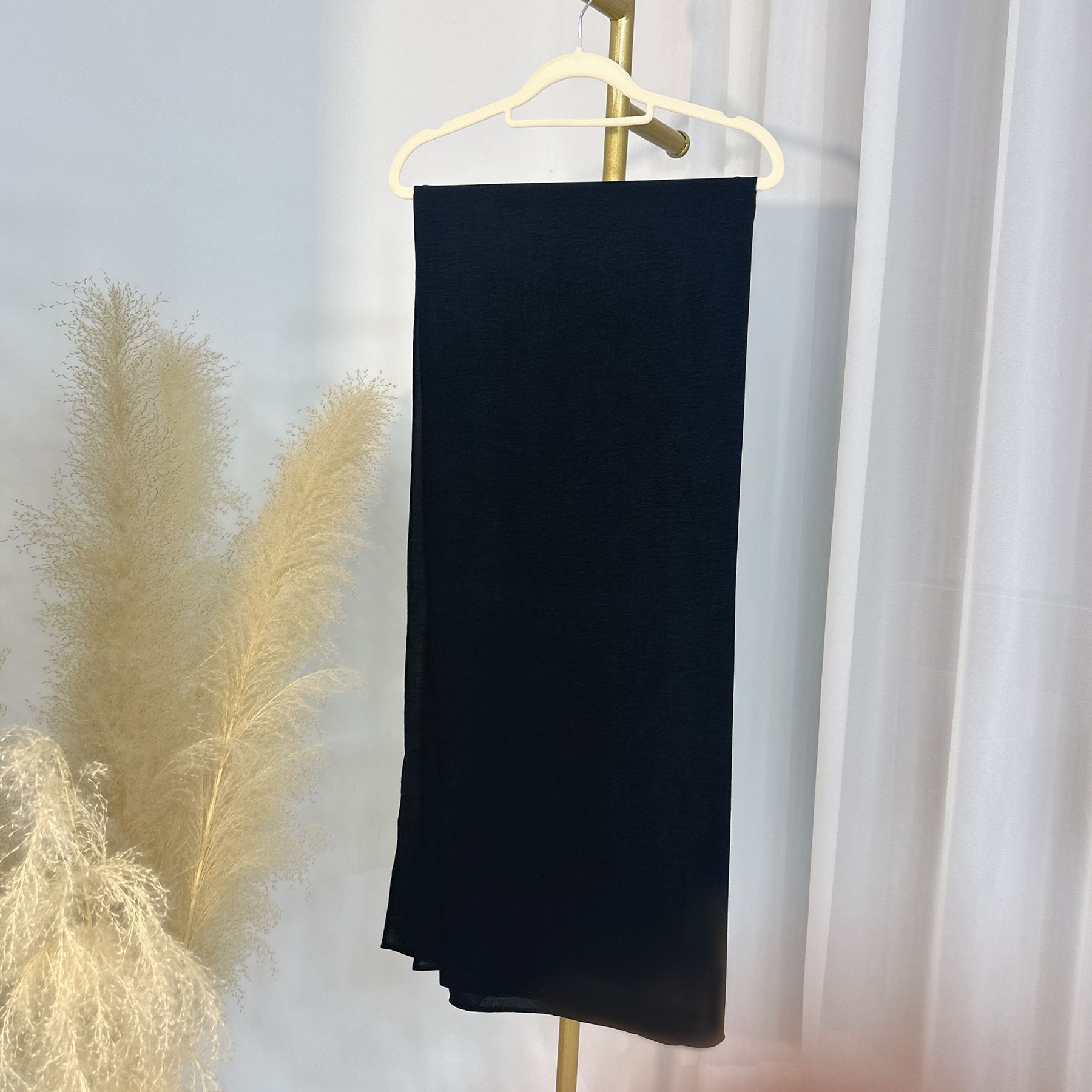 Solid Rectangular With Ice Silk And Large Wrinkles, Solid Color Headscarf Abaya Maxi Dresses Islamic Clothing