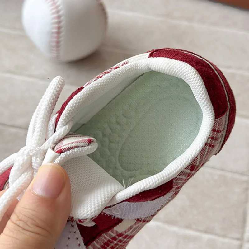 Fashion Plaid Boys Girls Casual Shoes PU Hook Loop Children Sneakers Spring Autumn Soft Non Slip Toddler Kids Sport ShoesT251105