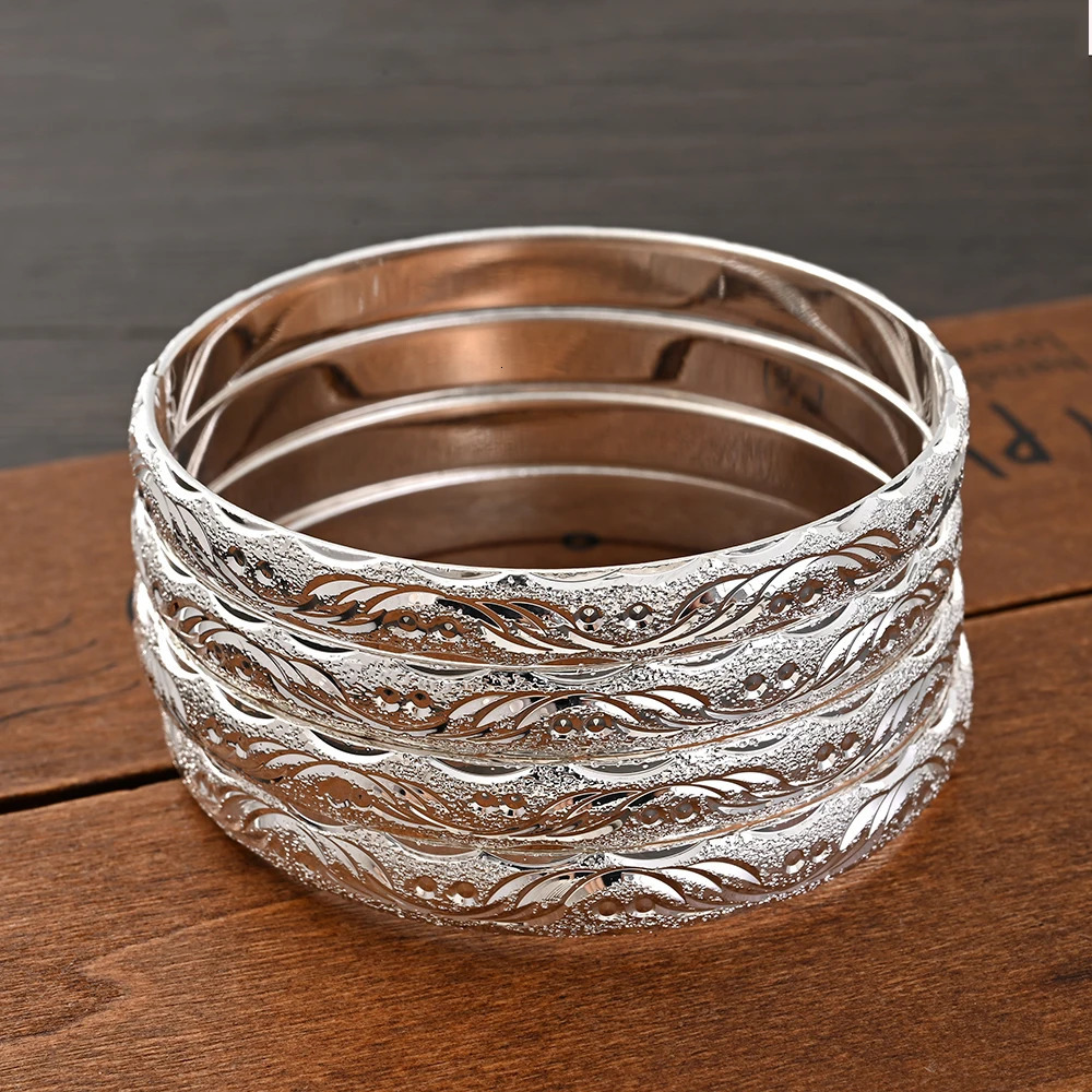 65MM Silver Plated Bangle Fashion Dubai Bride Wedding Ethiopian Bracelet Africa Jewelry Charm Bracelet Party Gifts 251031