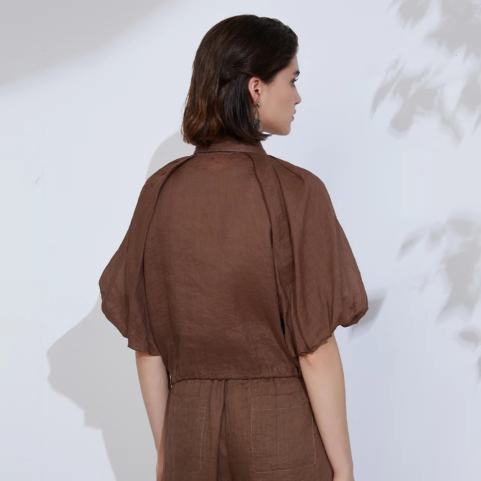 K2164W Ladies Summer Clothes Womens Clothing Shirts 100% high Quality n Linen Blouse 250402