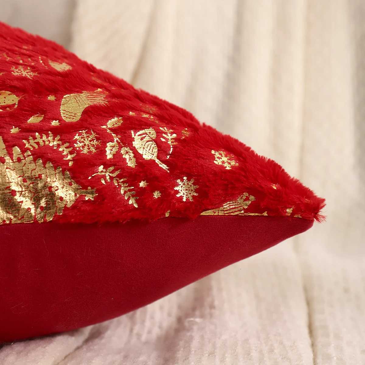 1 PC Christmas Tree Throw Pillow Cover Winter Plush Bronzing Christmas Decoration Living Room Y251105