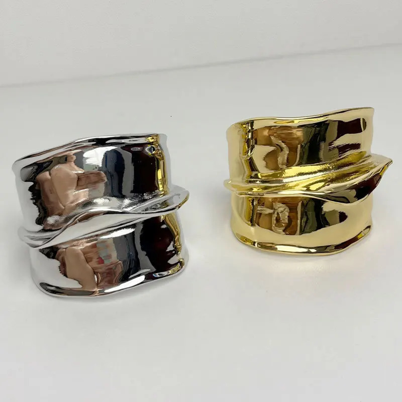 Exaggerated Metal Irregular Textured Wide Open Bracelets Bangle for Women Girls Exquisite Multilayer Punk Retro Heavy Jewelry 251103