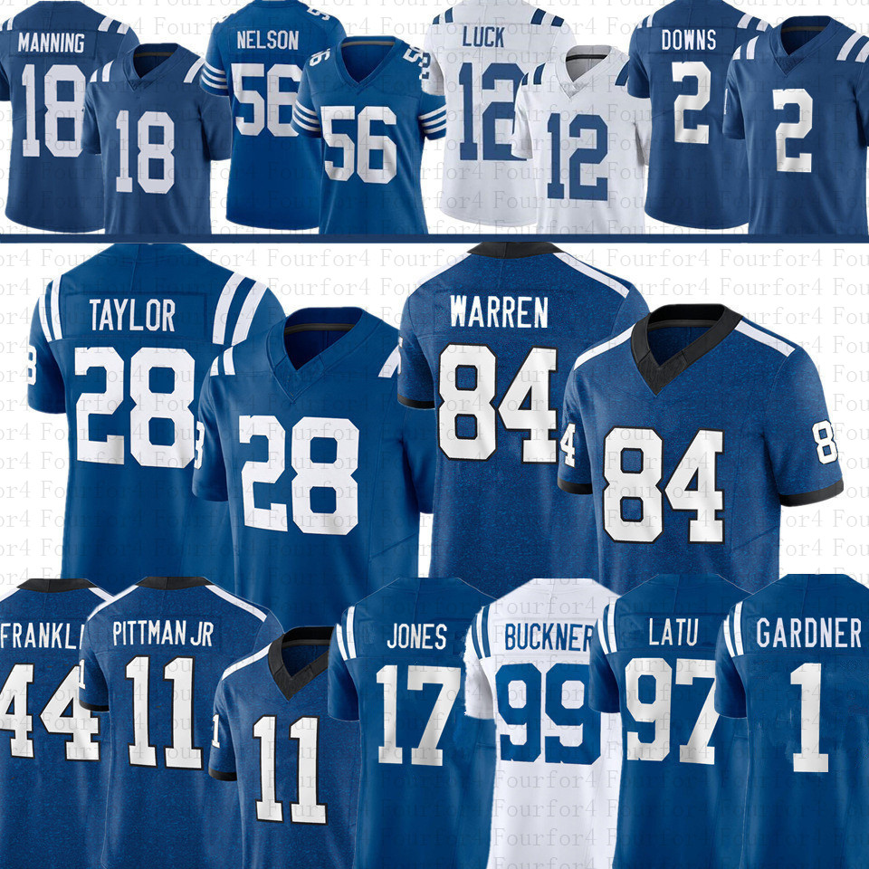 Tyler Warren Daniel Jones Football Jersey Jonathan Taylor Ahmad Sauce Gardner Riley Leonard Josh Downs Quenton Nelson Michael Pittman Jr Laiatu Latu Camryn Bynum