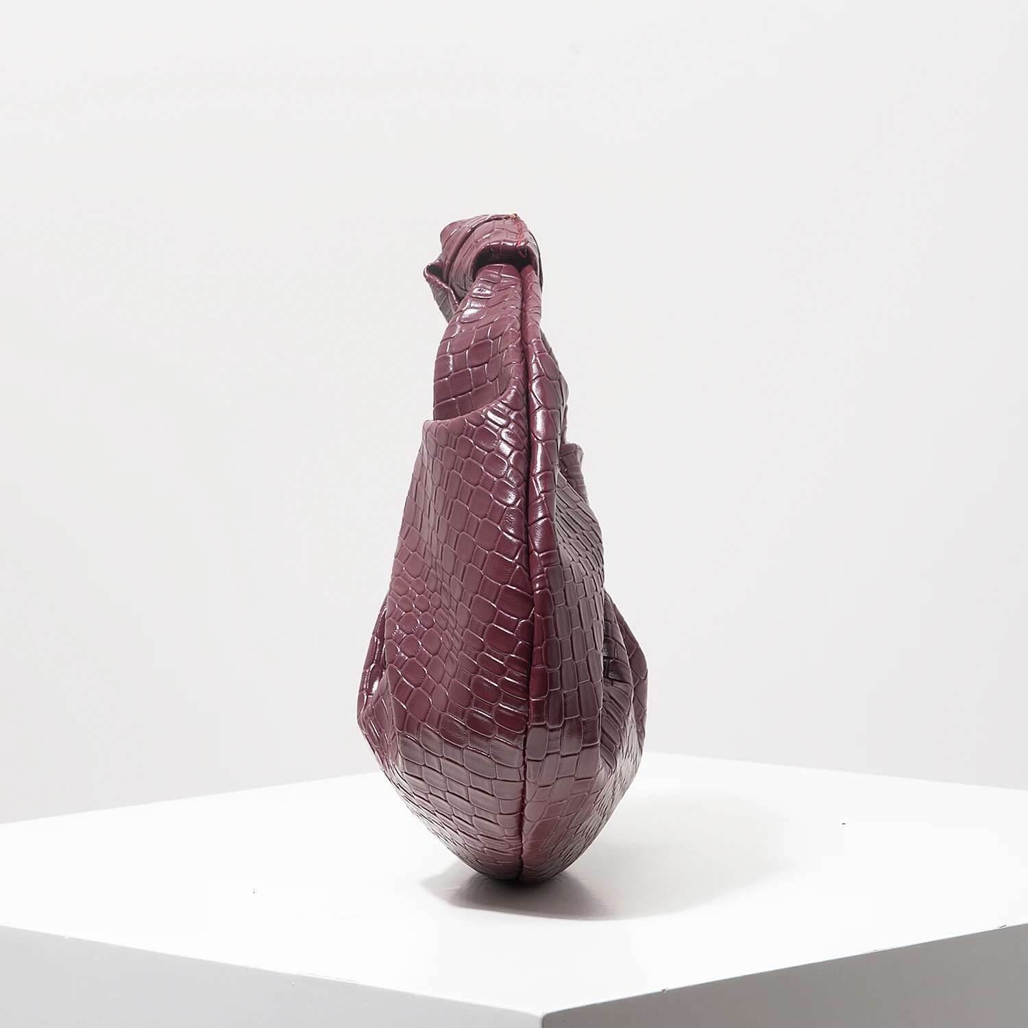 Retro Artificial Leather Woven Pattern Handbag, Knotted Decorative Crescent Pleated Cloud Bag, Women's Party Dress, Bury Wallet, Elegant Evening 