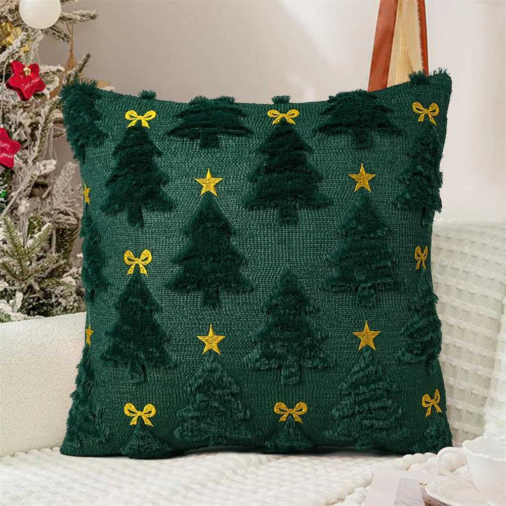 1pc Christmas Decorative Throw Cushion Set - Knitted Christmas Tree/Christmas Santa Pattern for Living Room Sofa Cushion Cover Y251105