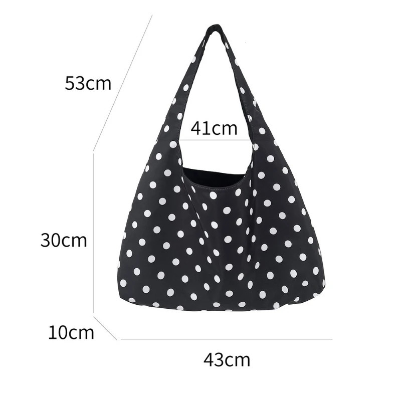 Fashion Commuting Shoulder Bag Casual Nylon Polka Dot Women Tote Bag Large Capacity Highend Wave Point Bucket Bag 251104