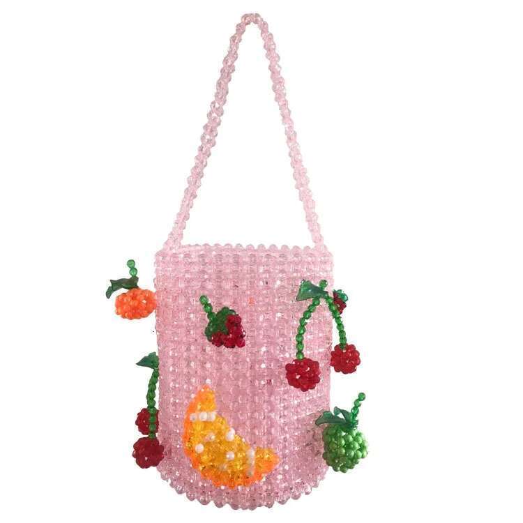 Pure Hand-woven Bucket 2019 New Fashion Pearl Beaded Woven Shoulder Messenger Bag Handbags Women Family