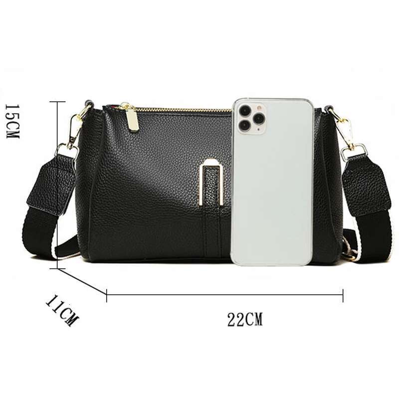 100% Genuine Women's Handbag 2024 Cow Leather Women Shoulder Crossbody Fashion Female Messenger Phone Bag