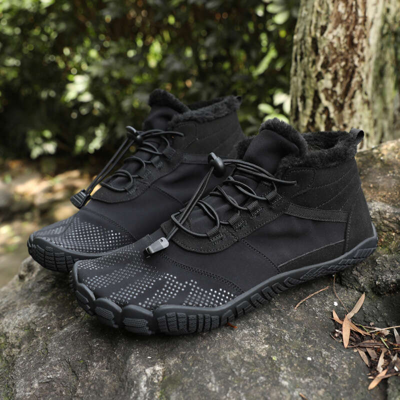 Five Finger Elastic Strap Wading Shoes, Large, High Top, Winter Snow Boots, Couple Style, Plush and Warm Cotton Shoes 6809