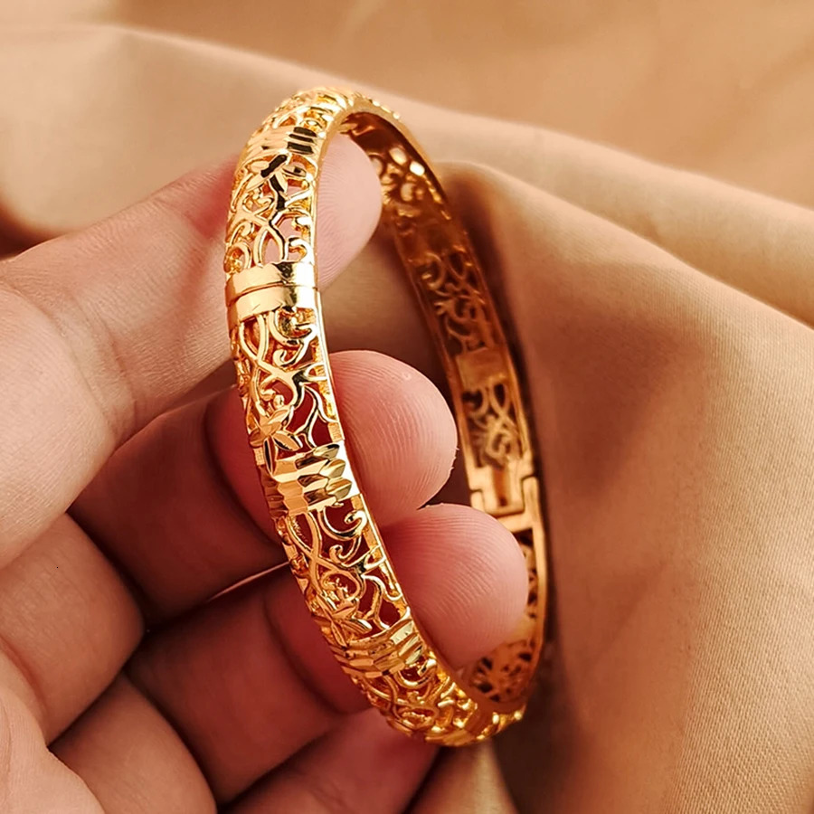 24K Gold Color bangles for women Ethiopian Middle East Wedding Jewelry Dubai bracelets Wedding Jewelry 251031