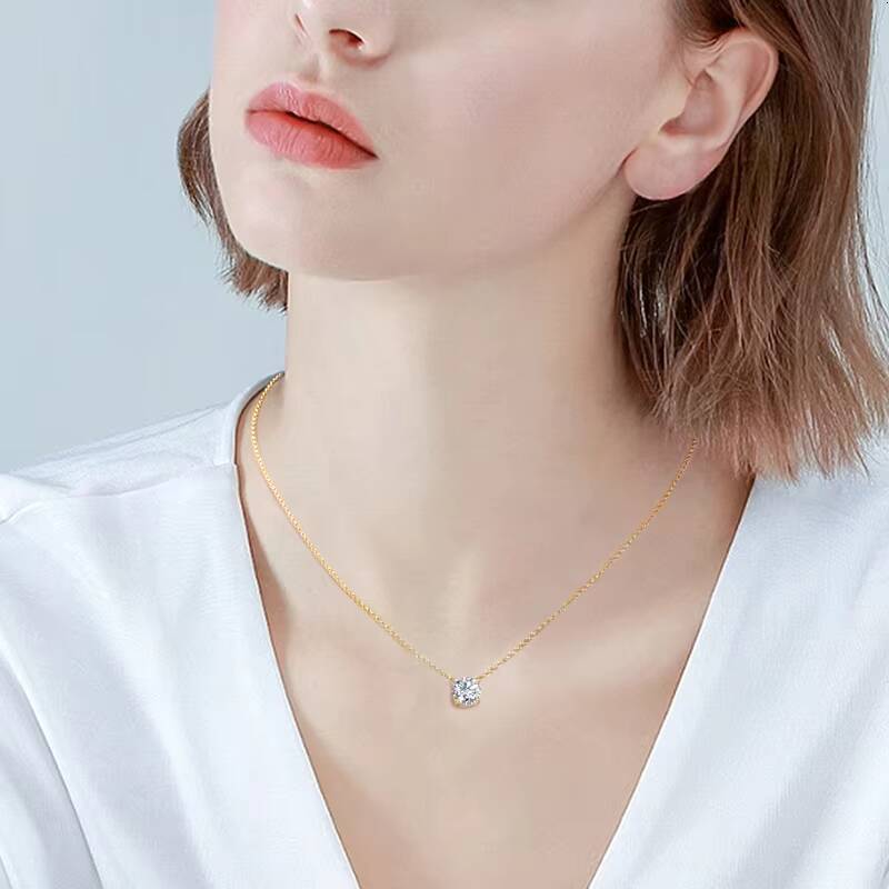 Original 925 Silver Chains Solitaire Drop Necklaces Bridal Fine Jewelry 1CT 2CT 3CT Moissanite Pendant Necklace for Women