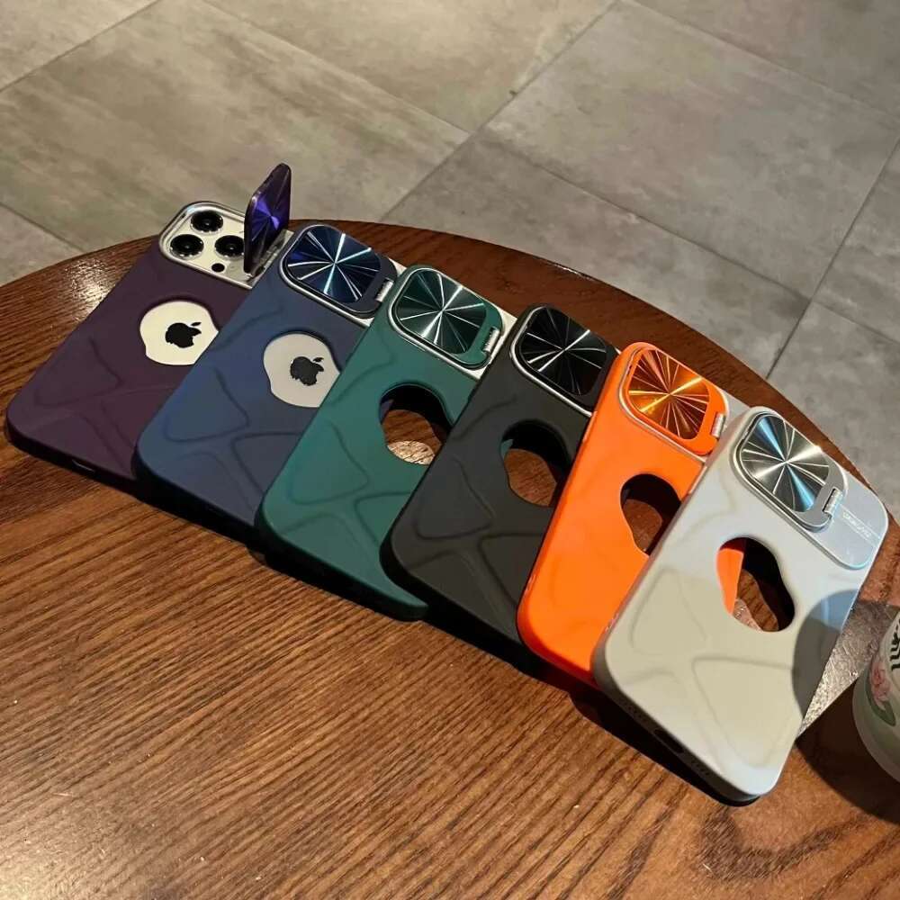 Fashion Hole Magnetic Case for iPhone 16 15 14 13 12 Pro Max Plus Lens Protection Flip Bracket Magsafe Silicone Soft Cover