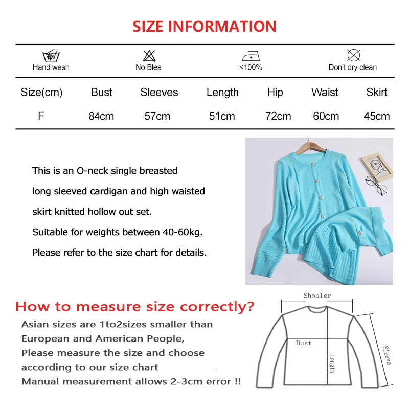 Womens Knitted Hollow two-piece Set O-neck Single breasted Long sleeved Open top Cardigan and High Waist Skiing Set Womens Dress Spring 250401