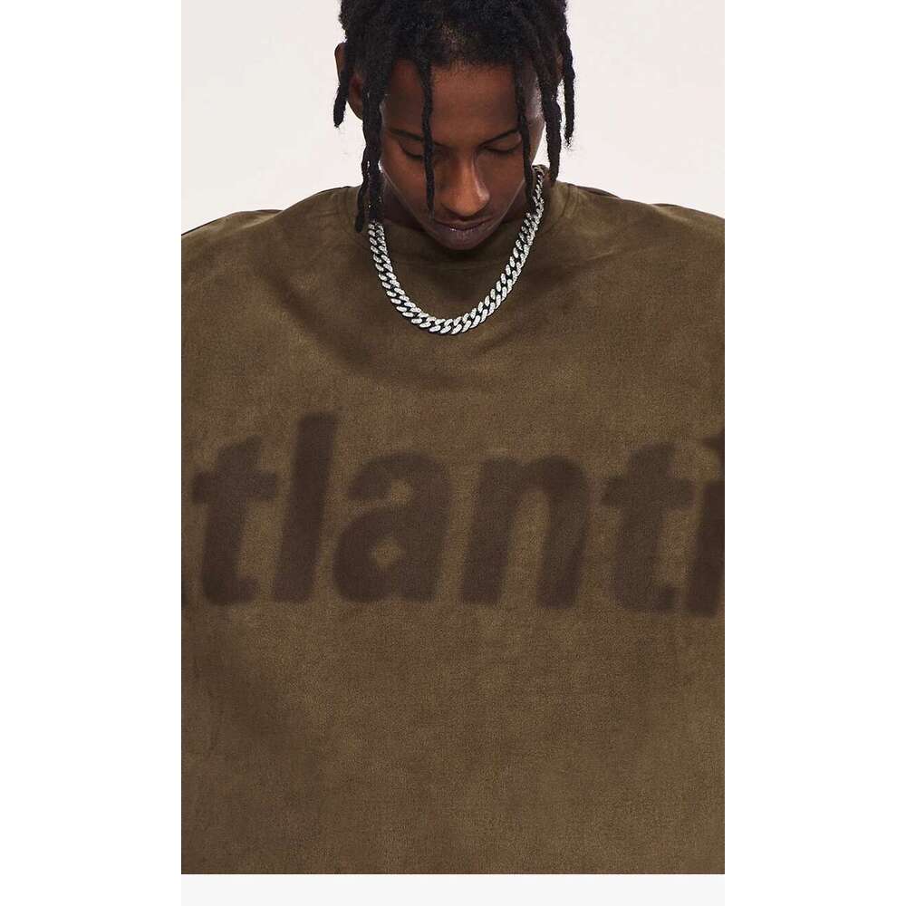 High Street Faux Suede T-Shirts Men Streetwear Oversized Tees Unisex