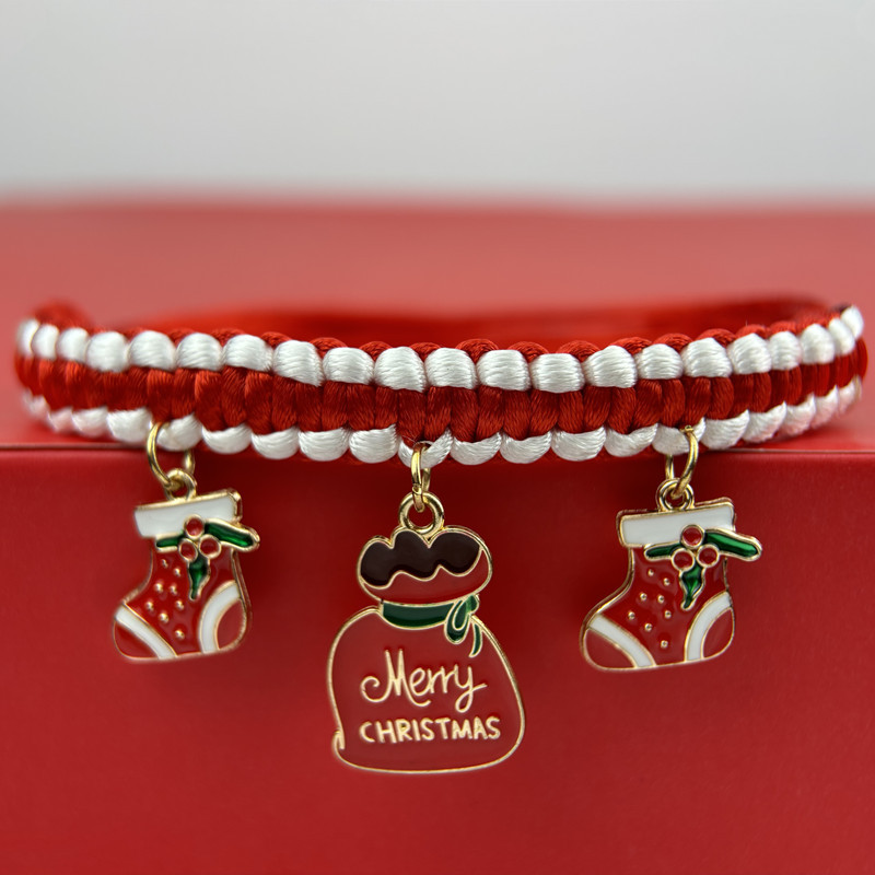 Free shipping Pet Supplies Cat Collars 2026 New Fashionable High Quality New Year Pet Collar Christmas Weaving Pendant Cat and Dog Neck Rings