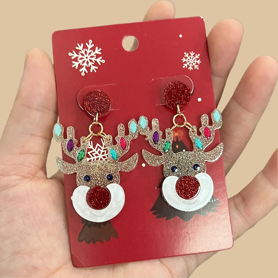 Stylish Christmas Element Earrings Santa Claus Milu Deer Tree Pendant Eardrop Trinket Girls Gift Ear Atmosphere Ornaments 251104