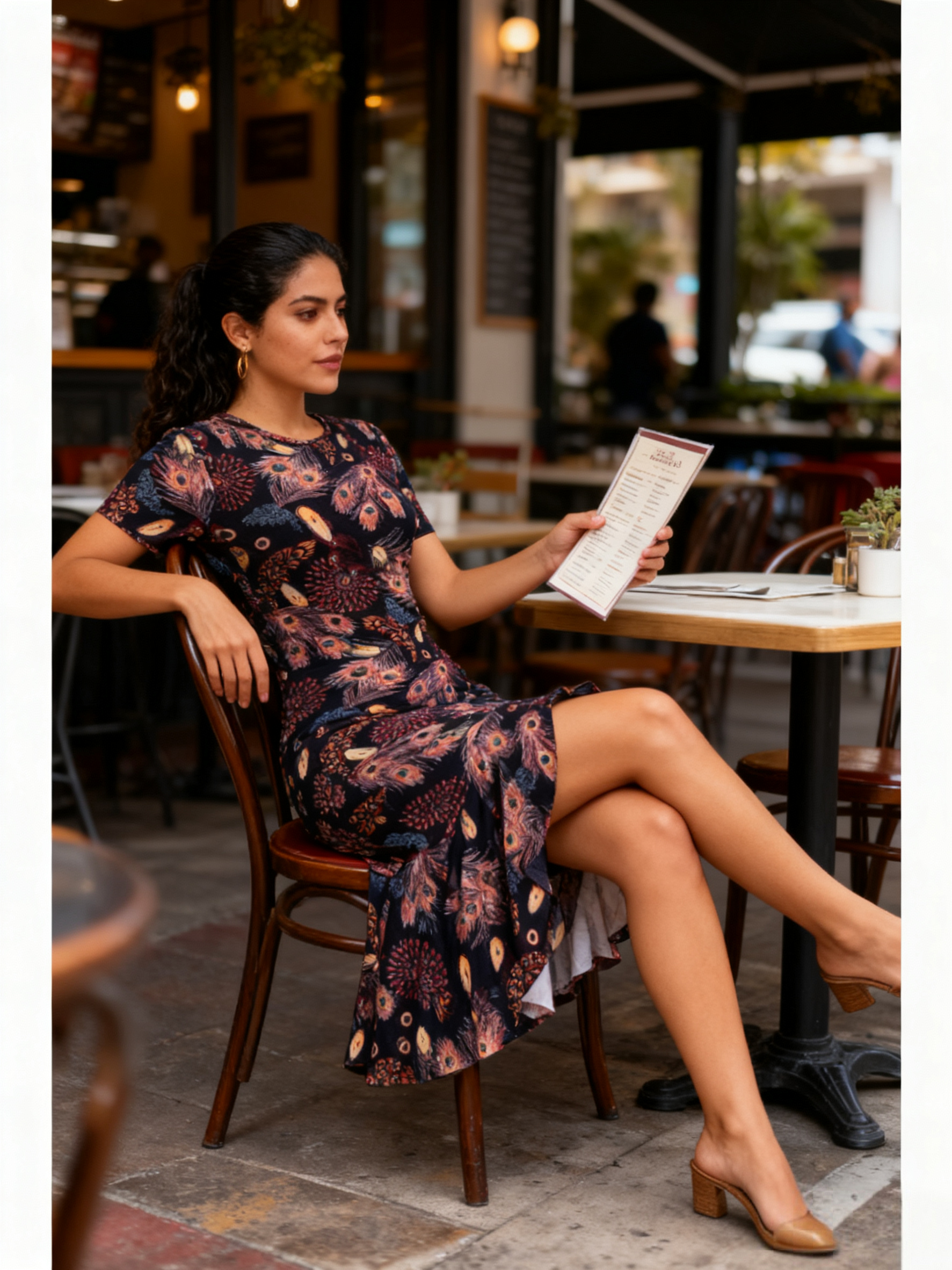 New Feather-Inspired European-South American Elegant and Sensual Short-Sleeve Fitted Fishtail Dress