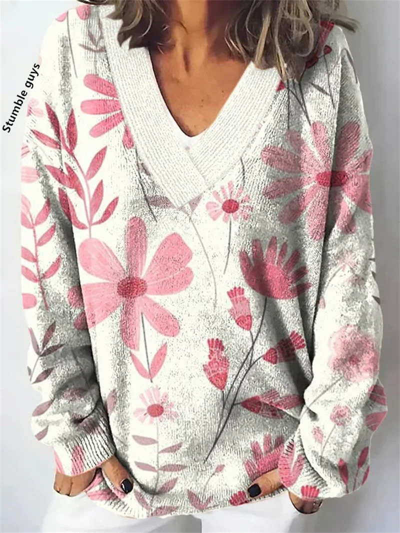 Autumn Winter Womens Autumn Winter Y2K Sweater Casual Fashion European American Warm Christmas Snowman Deer Dog Print Knit Top 251104CJ