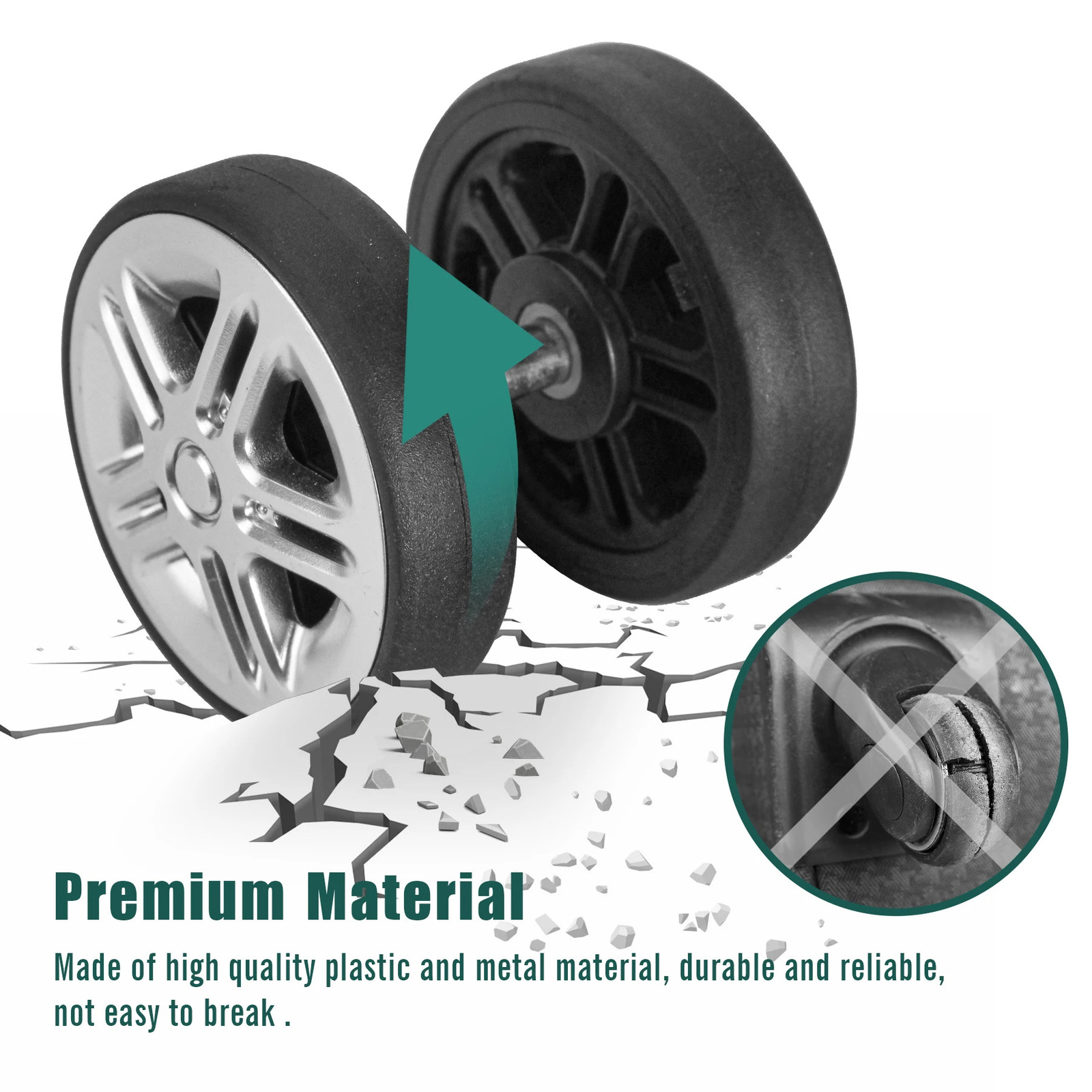 8Pcs Silver Luggage Wheel Replacement with Screw Travel Luggage Wheels Replacement Suitcase Parts 50mm Axles Caster Wheel Repair 251031