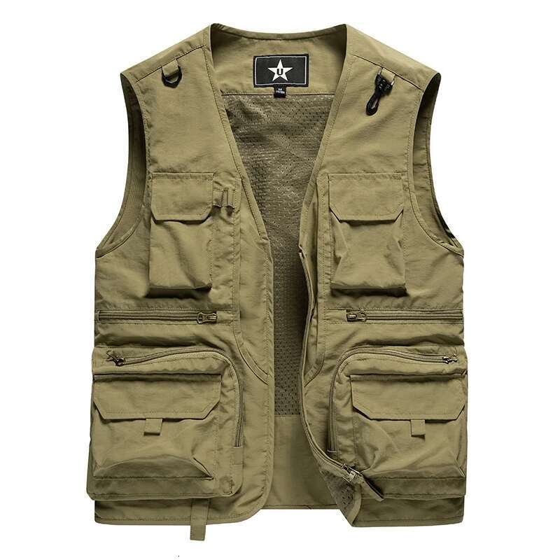 Spring New Outdoor Casual Men Solid Breathable Multi-Pocket Photography Fishing Jacket High Quality Vest Man M-6XL