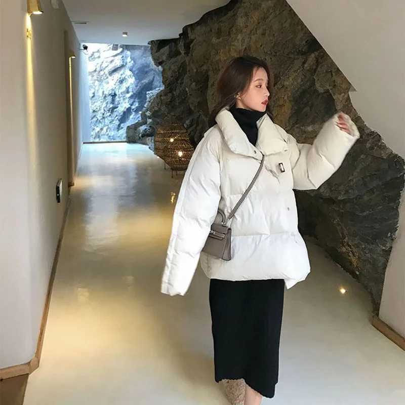 Y2K Stand-Up Collar Puffer Parkas Woman Winter Korean Single Breasted Thicken Warm Jacket Mujer Cotton-Padded Loose Parkas CoatT251105