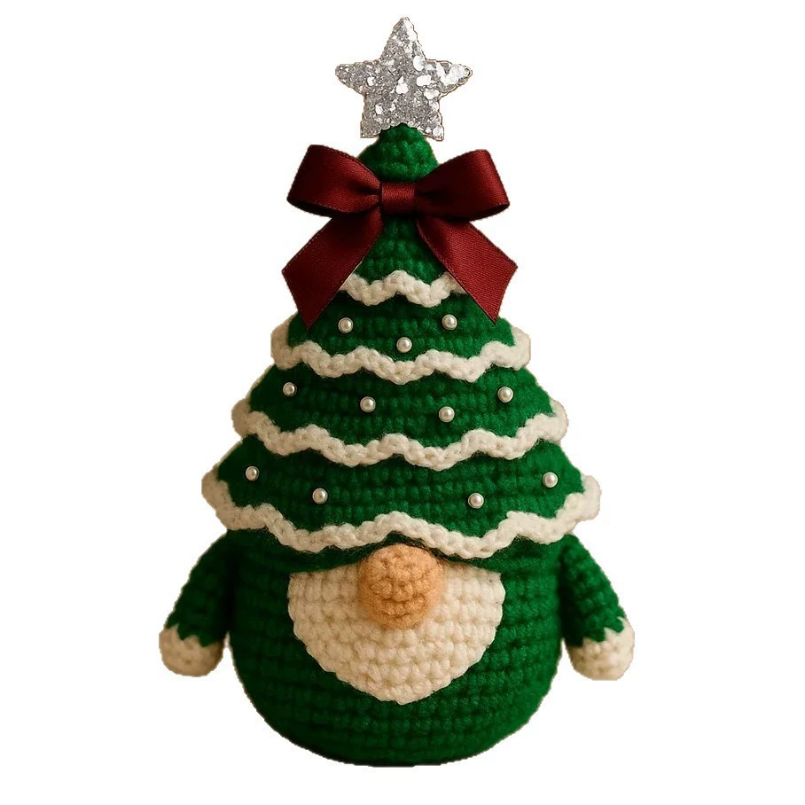 American Women Red Small Square Single Shoulder Bags Woman Patchwork Chain DIY Crochet Christmas Tree Gnome Kit Bag