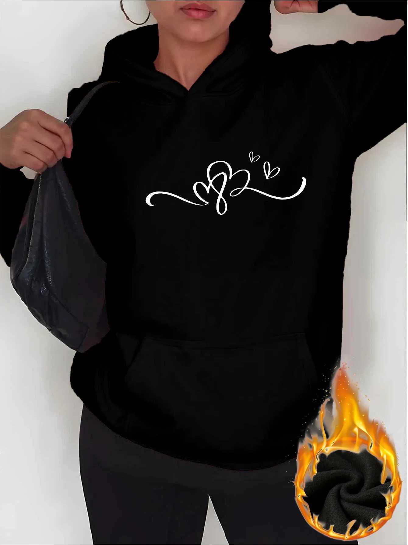 2025 Autumn and Winter Womens Hoodie Heart Floral Print Hooded Sweatshirt Comfortable Casual Womens Street Fashion SoftFashionT251105