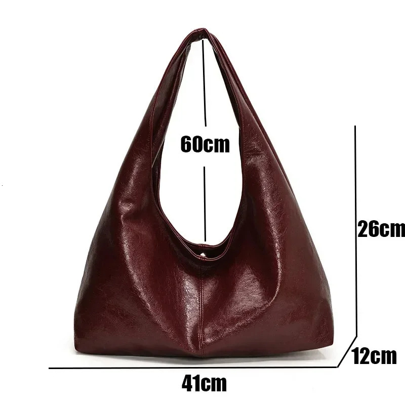 Large Capacity PU Leather Hobo Underarm Bags Autumn Winter Shoulder Bag for Women Trend Y2K Handbags and Purses Tote 251104