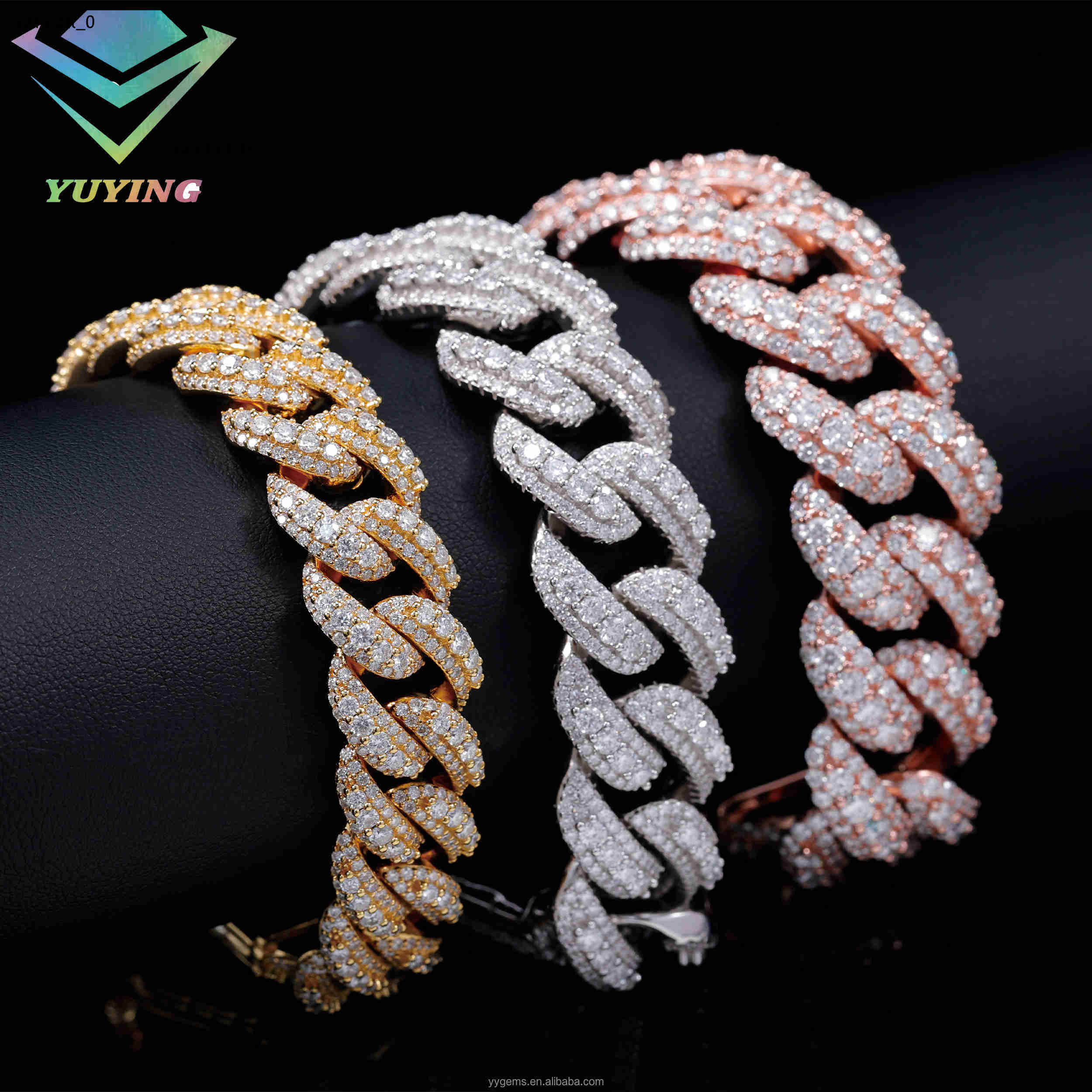 VVS Mossanite Cuban Bracelet Fine Jewelry 14mm-22mm Wide S925 Silver GRA Moissanite Bracelet Iced Out Diamond Cuban Bracelet