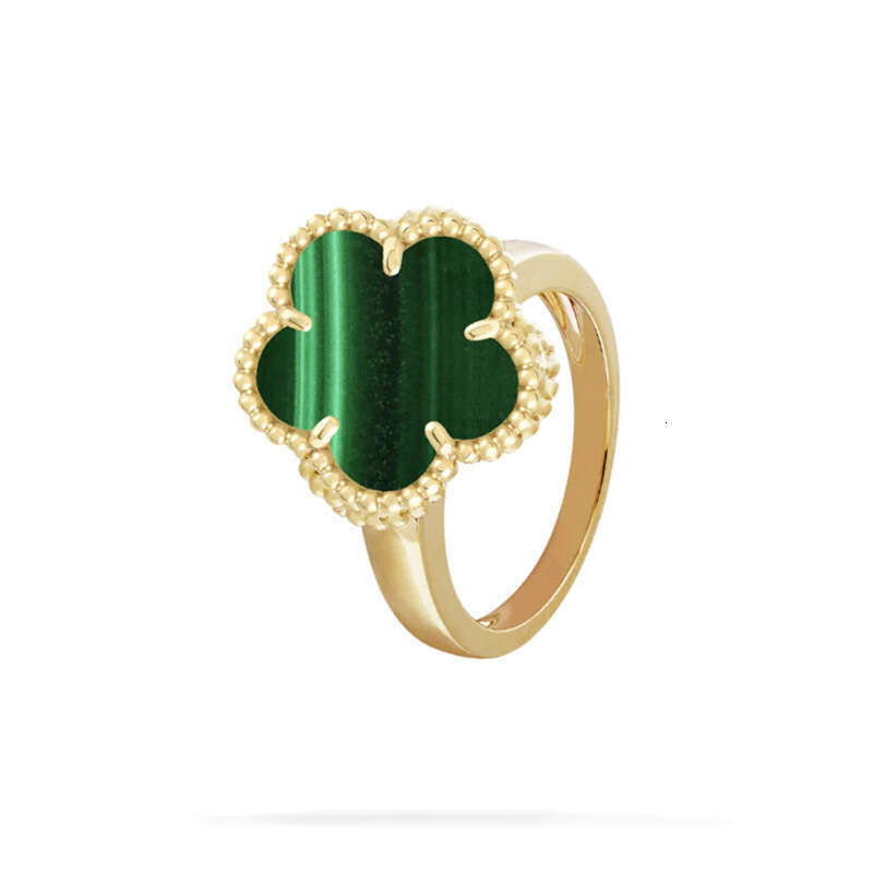 Clover White Fritillaria Ring Diamond free Peacock Stone Fashion Personalized Ring