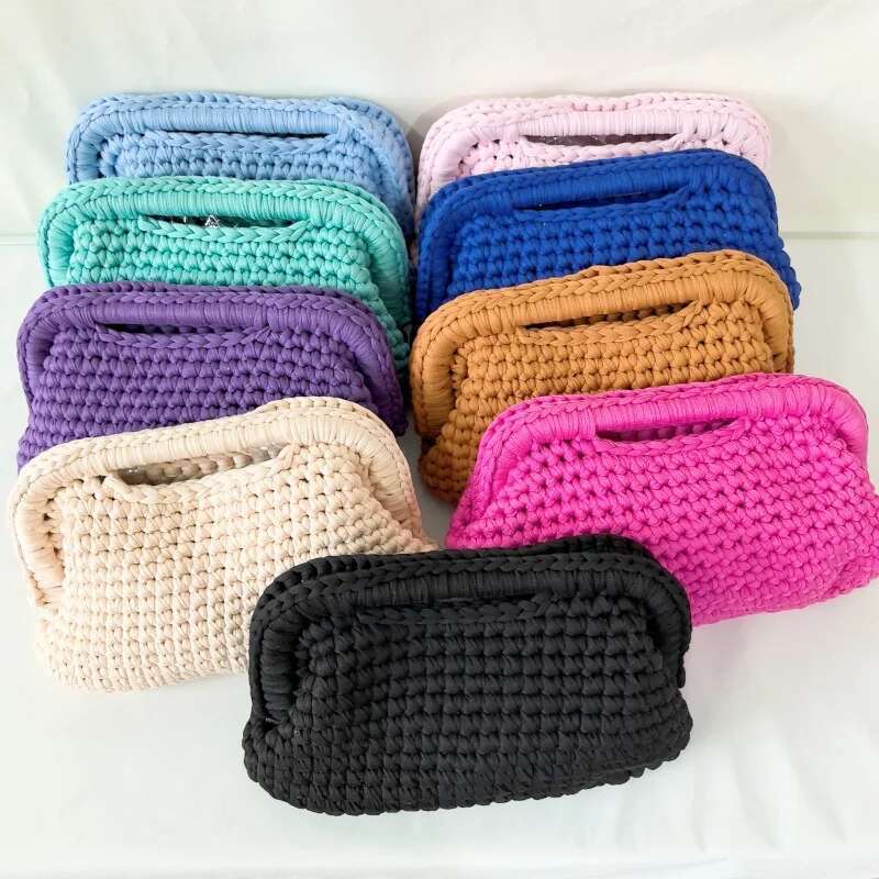 Women's bracelet cloud handbag crochet clip bag, underarm bag