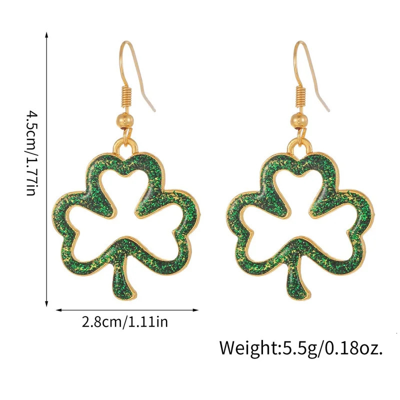 2025 2 Pair St Patricks Day Earrings Green Clover Pendant 250326