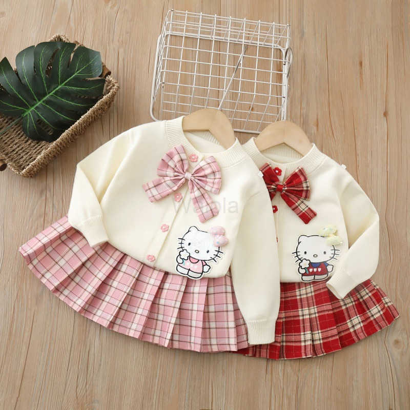 Sanrio Childrens Sweater Knitted Cardigan 2025 Autumn New Cartoon Cute Girl Cardigan Set H251105