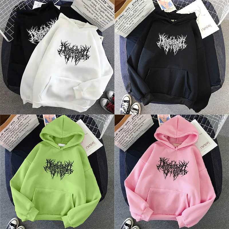Fashion Womens Loose Fleece-Lined Letter Print Long Sleeve Hoodie Sweatshirt Autumn Winter Casual Comfortable Anime StreetwearT251105
