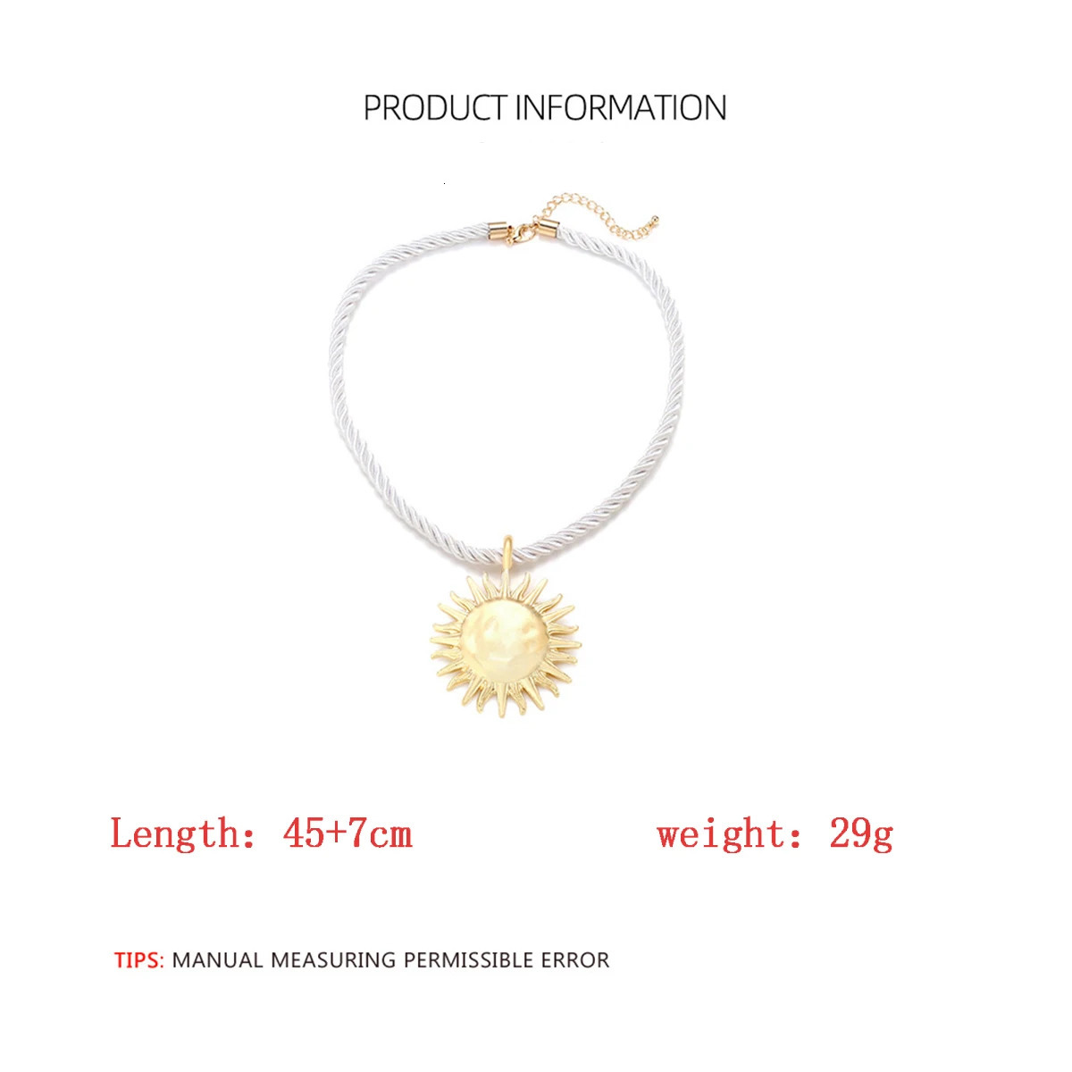 ZAA Vintage Metal Sun Flower Pendant Necklace for Women Rope Chain Collar Jewelry Beach Party Fashion Accessories Gift 251031