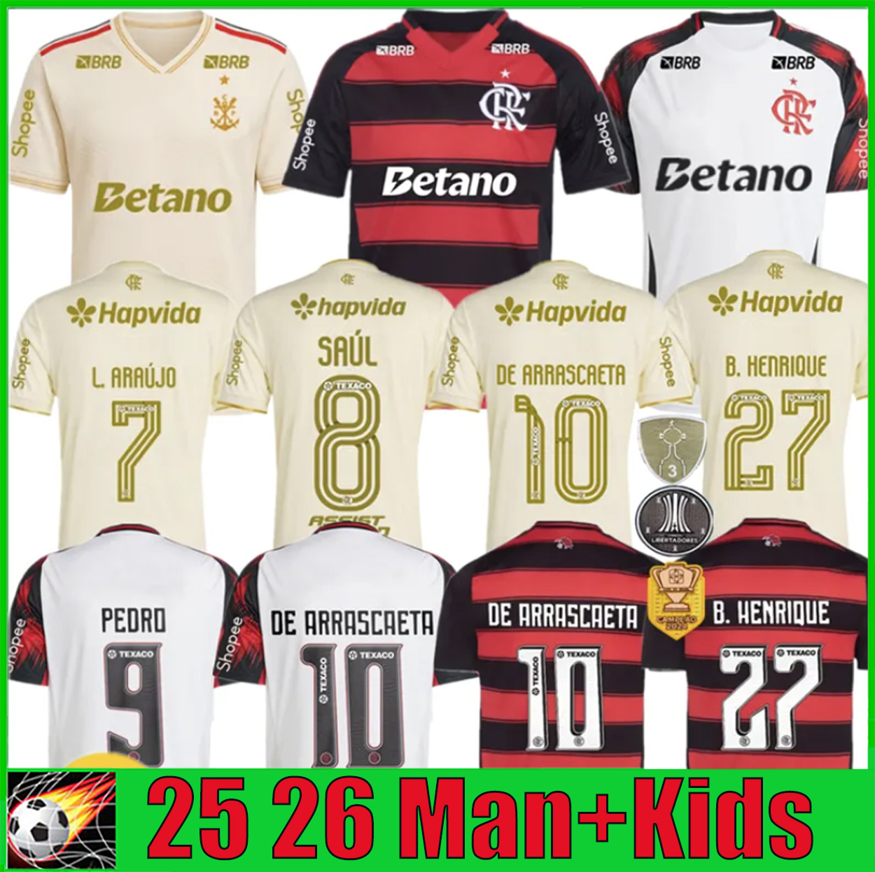 Flamengo 25 26 Soccer Jerseys 2025 DIEGO E.RIBEIRO GABRIEL B. GABI PEDRO DE ARRASCAETA GERSON B.HENRIQUE Camisa Mengo Player Fans Man football shirt Kids Kit