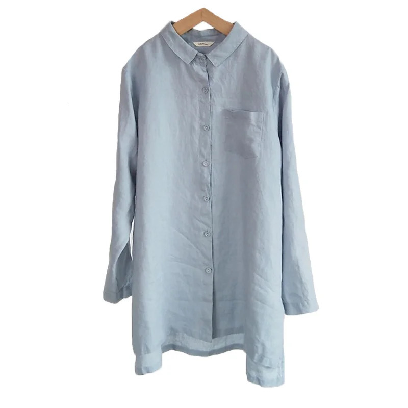 Johnature Women Linen Shirts Solid Color Blouses Autumn Turn-down Collar Button Female Long Sleeve Casual Shirts Tops 250402