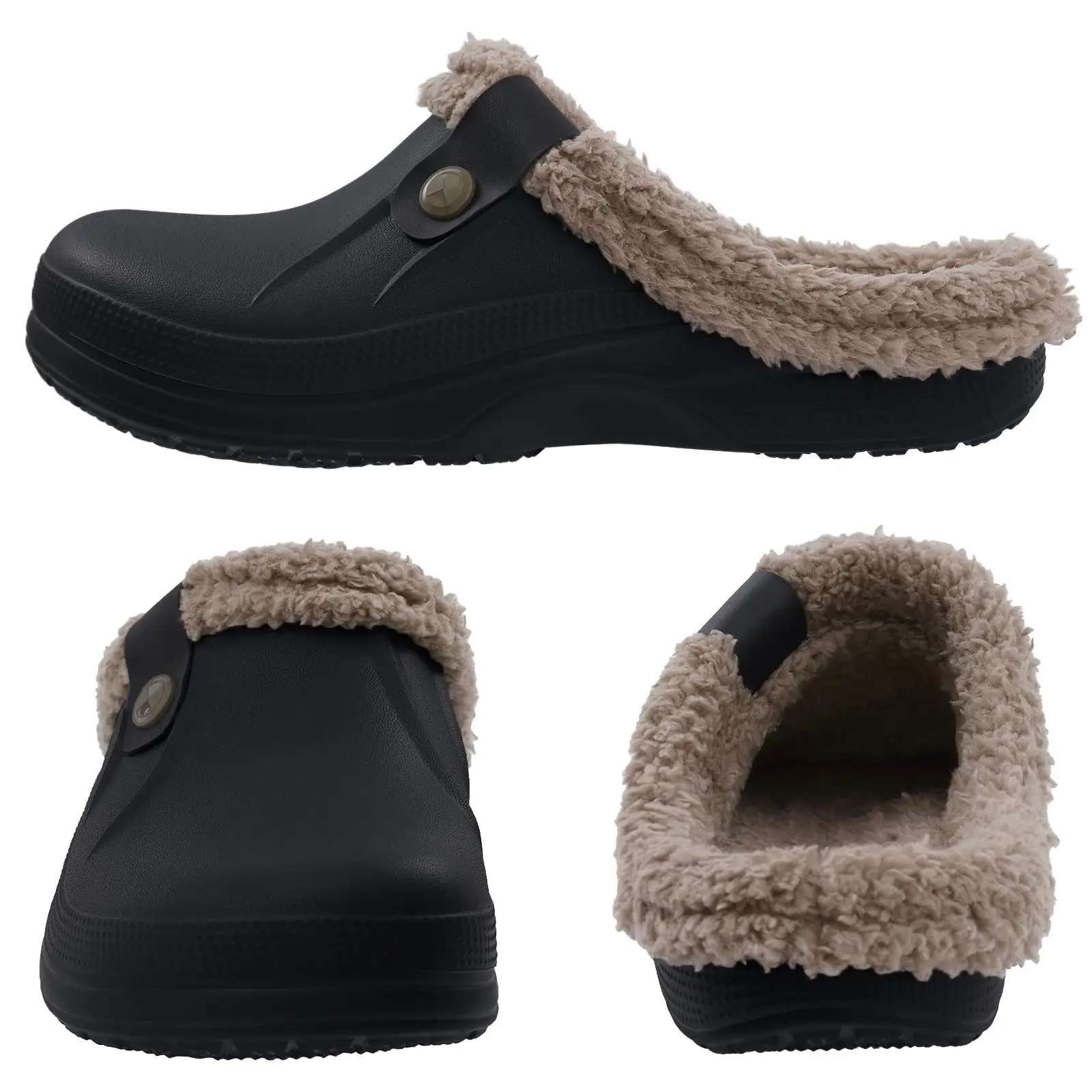Kidmi Women Fur Clogs Slippers Fashion Fuzzy Men Garden Shoes Outdoor Waterproof House Shoes Winter Antiskid Work Men Shoes 251031