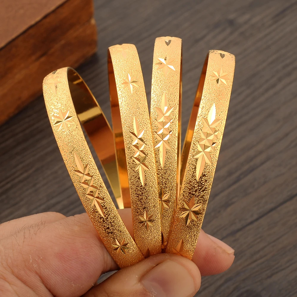 Dubai Gold Bangles for Women Men Gold Color Ethiopian Bracelets African Jewelry Saudi Party Gift 251031