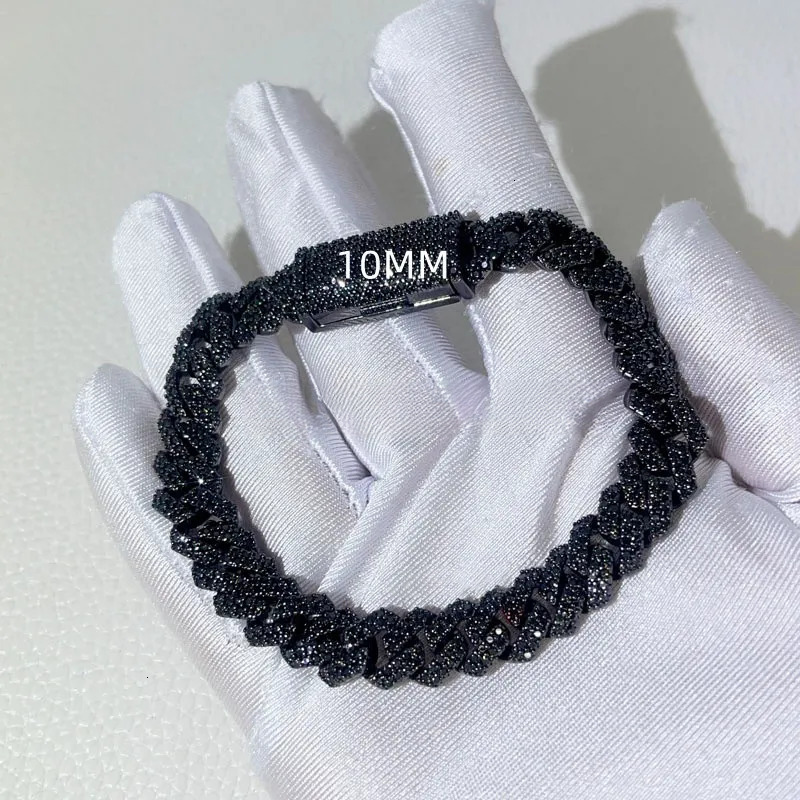 Wholesale VVS Black Moissanite Miami Cuban k Chain 8mm 10mm 12mm 14mm 18mm HipHop Necklace Bracelet Men Jewelry