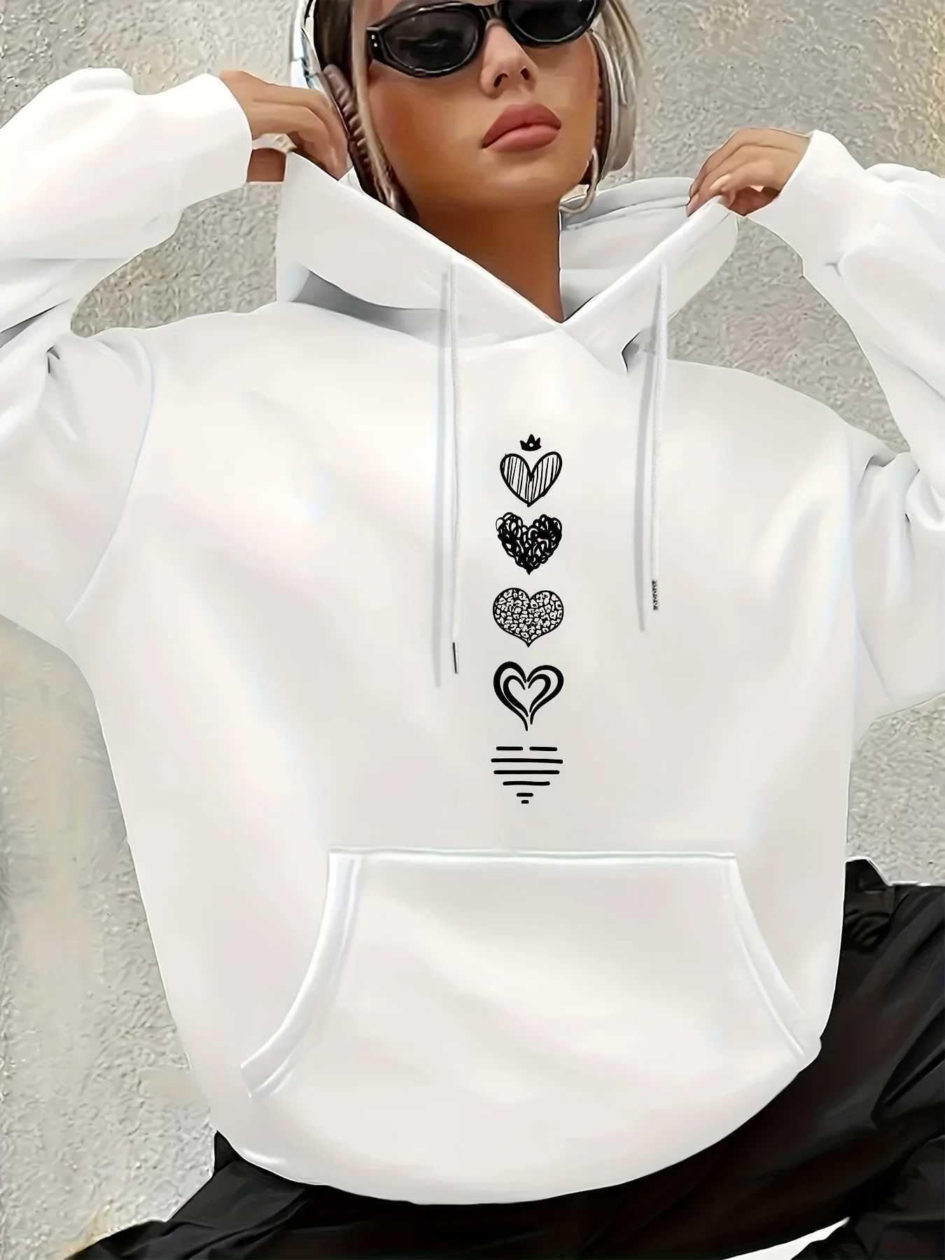 2025 Autumn and Winter Womens Casual Hoodie Geometric Pattern Hooded Collar Autumn and Winter Casual Wear Personality Y2K TopT251105