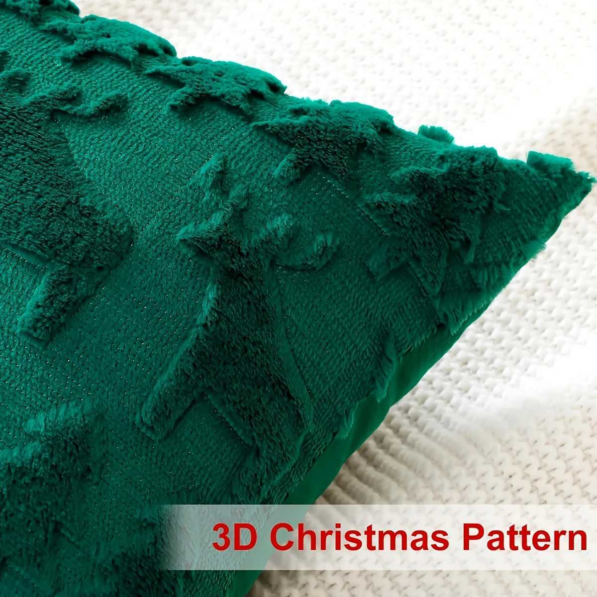 1pc imitation reindeer Christmas tree jacquard pillow cover 3D soft plush reindeer Christmas tree cushion cover Y251105