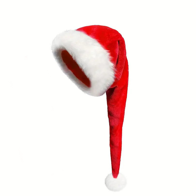 Santa Claus hats for men and women, adult Christmas holiday hats, extra long, thick, classic plush, suitable for holiday party supplies